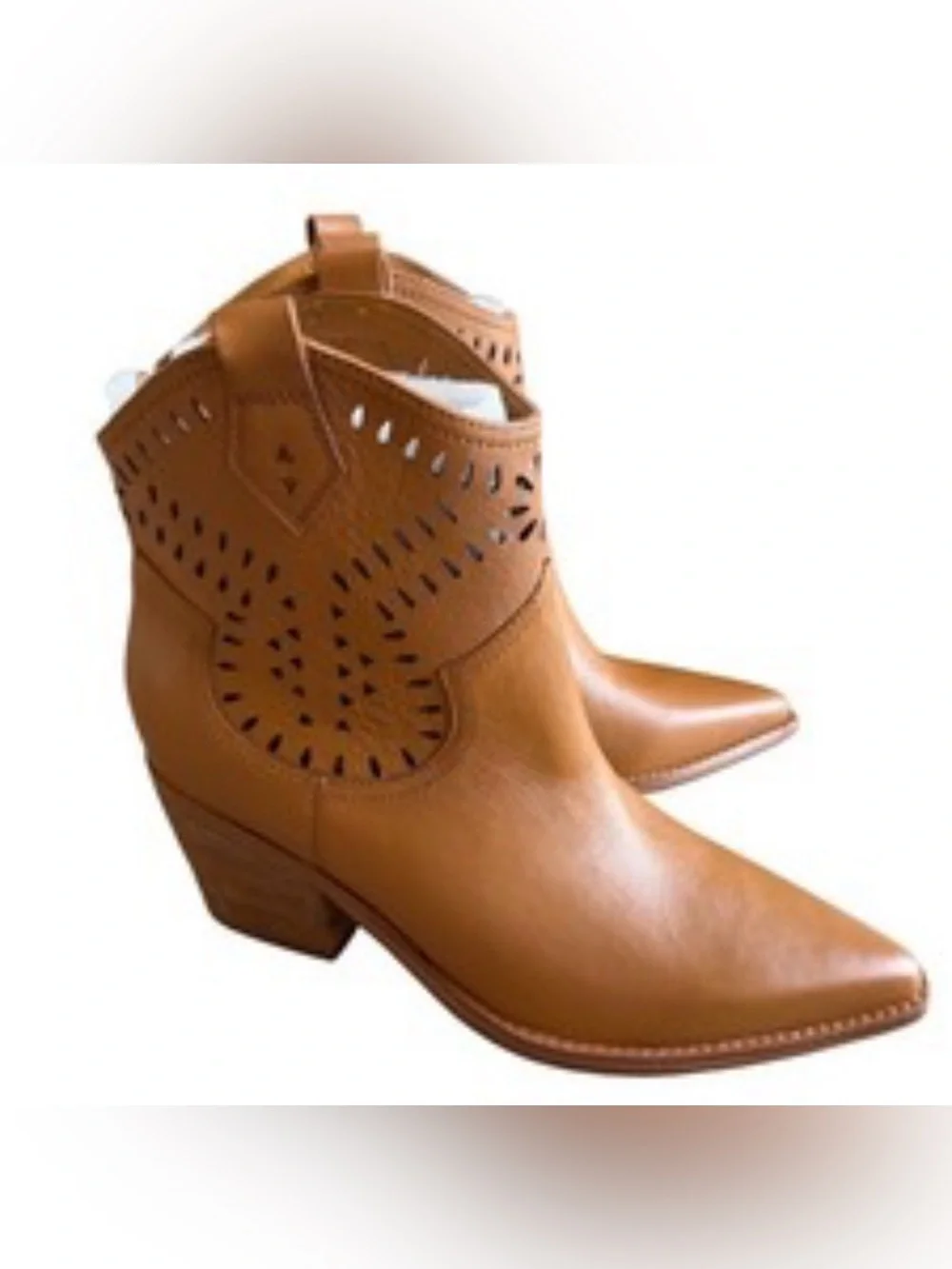 Marc Fisher Leather Cutout Ankle Booties in Tan